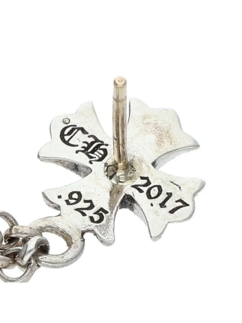 Chrome Hearts Chain Drop Dice 2 Silver Earrings